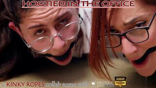 HOGTIED IN THE OFFICE by BONDAGE KINK two teens ballgagged and tied on the floor with vibrators on pussy (FHD)