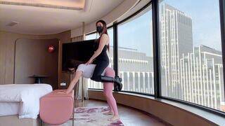 Beautiful girls riding at the hotel and ponyplay piggyback is their happiest form of exercise. #CH027