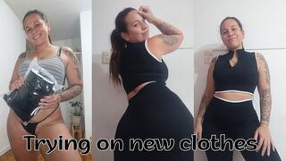 Trying on new sportswear