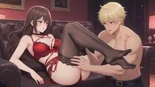 Under Her Stockinged Feet - Pantyhose Foot Worship, Smelling & Mixed Footjob