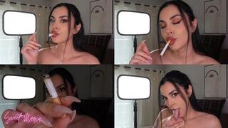 Triple mouth exhales and licking my own nipples! | Sweet Maria
