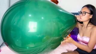 Looner Camylle Blows To Pop yoir Huge Green Belbal 24 Inch Balloon