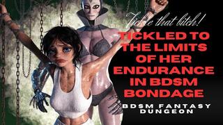 Sexy hairy armpit fit animated dark haired skinny buxom babe strung up in tight BDSM bondage and tickled to the ends of her endurance