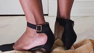 Heels on Plushie back, high heels, standing on back, upclose high heels, digging in heels, plushie back