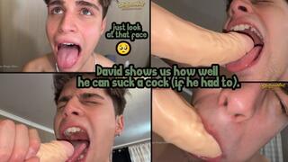 David shows us how well he can suck a cock (dildo) - if he had to