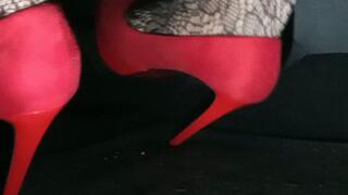 DRIVING IN RED HEELS ESCAPING FROM THE ALIEN