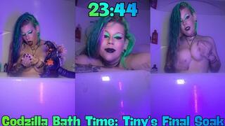 23:44:- Godzilla Bath Time: Tiny’s Final Soak - Shaykeybonez - Giantess - Tub - Washing - Water - Goth - Toys - Feet - Boots - Soaked