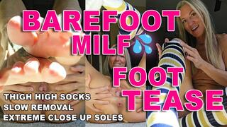 "Tyler Girl - Naked Blonde MILF Extreme Feet Tease ? Thigh High Striped Socks, Slow Sock Removal, Toe Wiggling, Sole Worship & Close Up Foot Play - 6:50"