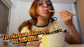 Eating tonkotsu ramen at home! Just pure happiness
