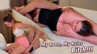 Step-Sisters Entangle Their Thighs Around Each Other and Squeeze for Dominance to Conquer the Bedroom