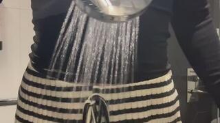 black and white striped in shower