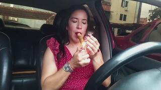 Kendra Smoking a Large Cigar, while Cranking and Revving (Custom Clip)