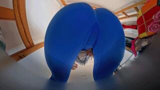 8K YIDE shot of a large buttocks from a POV humiliating the little dwarf