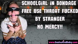 Free Use Schoolgirl in Bondage Throat Fuck - Tied up - Gagged - Cum in Throat - Crying - Tears - Spit - Sloppy - blindfold