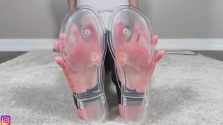 Soles in Clear Sandals and Stirrup Leggings Tease