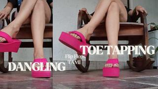 She leaves her flip flops hanging to push it with the tips of her fingers (4)