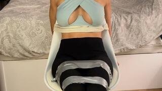 TIED TO A CHAIR, WITH A LOW-CUT TOP, AND SUPER FURIOUS...