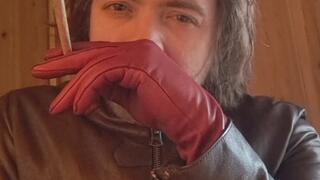 Red Leather Gloves smoking