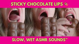 Sticky Chocolate Lips Slow, Wet ASMR Sounds