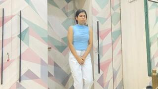 Luba's Pee Desperation - Peeing in Her White Jeans