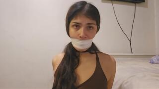 White Pvc tape gagged and moaning