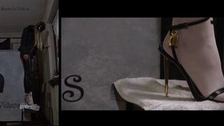 tongue crush under Alice sandals (two view)