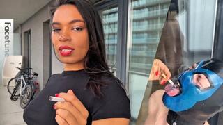 BLACK GODDESS SMOKING: Cigarette Smoking, Spitting & Human Ashtray 4K | MahoganyQen