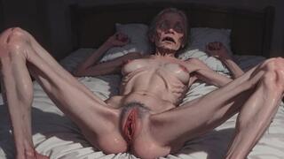 Very Old Skinny Granny Solo Session - Rubbing My Thin Hairy Wet Pussy Until I Cum