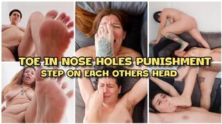 TOE IN NOSE HOLES PUNISHMENT - STEP ON EACH OTHERS HEAD