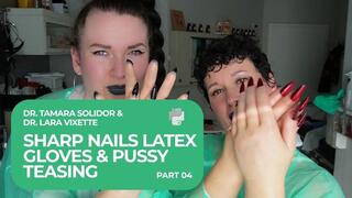 MedFet: Ölige Biogel-Latex-Handschuhe & Lange Nägel pieksen gnadenlos in die behaarte Fotze – Dr. Lara quält Dr. Tamara im Gyn-Stuhl