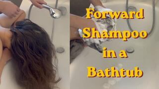 Hair Wash Forward in a Bathtub - Lot of Shampoo, Conditioning, Silky Wet Long Hair, Bathtub Washing Forward by Husband, Hair Washing Massage