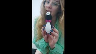 Nerdy Blonde Gets Addicted to Her clitoral stimulation Penguin Toy