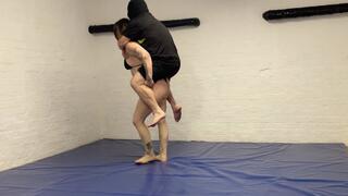 Wrestling into lift and carry and pony ride