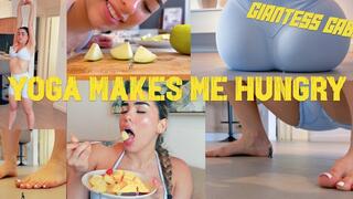 YOGA makes me HUNGRY - 4K Giantess Gabi Steps on, Sits on, Belly squishes, then Eats tiny men