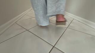 Her Sweaty Worn Birkenstocks CRUSH Bread Under Every Step — Footbed Imprints & Sole Worship