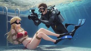 Underwater Bondage Breath Play in Pool - Red Bikini Bound Girl & Squirting Orgasm