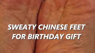 Chinese Wife's Sweaty Feet Make Weak White Husband Cum on Birthday – Foot Worship JOI