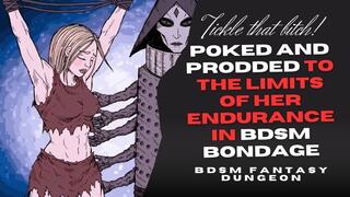 Slave girl is poked and prodded in her boobs to the limit of her endurance in BDSM bondage by evil device