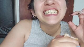 Lola chews her fruit