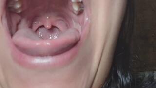 Open your mouth wide so you can see what's inside