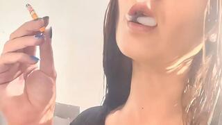 Smoking Hot MILF in Ripped Jeans Teases You with Sexy Smoke Blows & Seductive Green Eyes