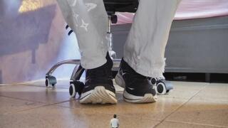 A Tiny Guy obsessed with this giantess's feet and her sweaty socks