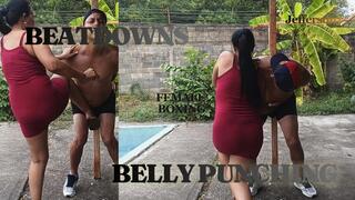 Punching the belly of a man in boxers (T)