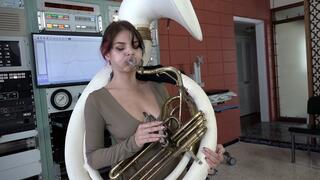 Josie Jo Blows Some Bass Notes on the Sousaphone (MP4 - 1080p)