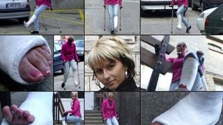 Yvette SLWC with Toe Plate Crutching Around the Parking Lot (HD 1920X1080)