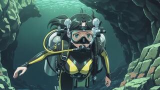 Underwater Breath Hold Cave Dive - Tight Wetsuit Breath Play & Powerful Squirting Orgasm