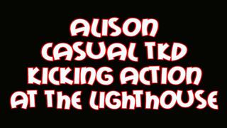 Alison casual tkd kicking action at the lighthouse