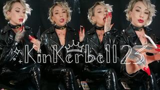 Human ashtray in all PVC with Red nails