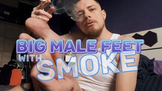 Big male feet close up and smoking