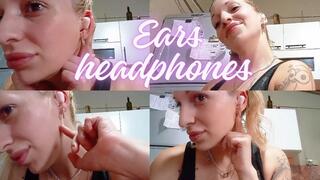 Ear fetish with headphones